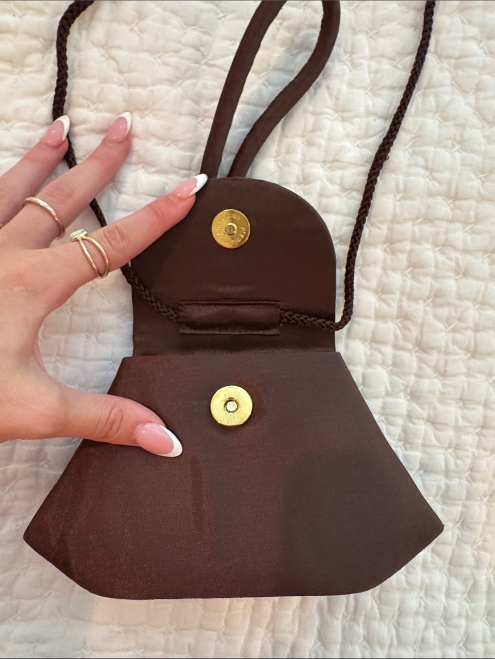 La Regale Mini Dark Brown Crossbody Bag with Wrist Strap - Picture 3 of 5